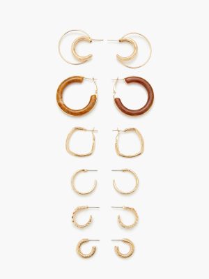 Faux Stone Hoop Earring Set