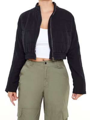 Quilted Zip-Up Cropped Jacket