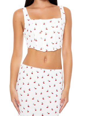 Cherry Print Lingerie Corset Top