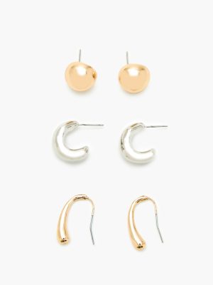Stud & Geo Hoop Earring Set