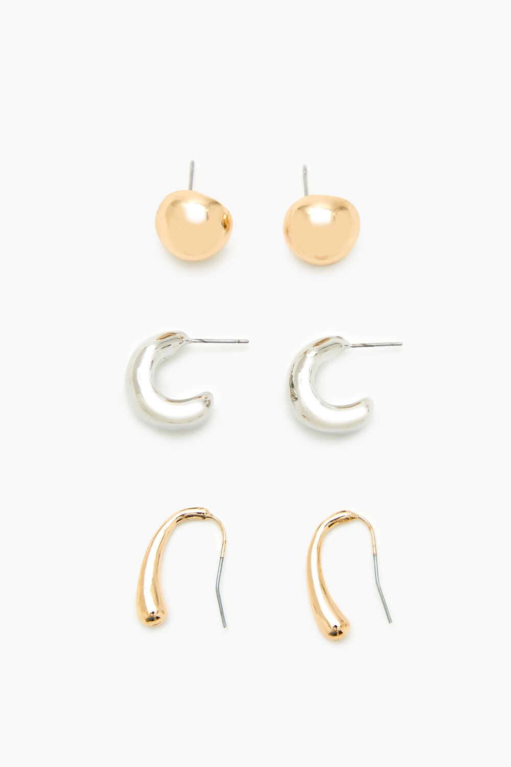 Stud & Geo Hoop Earring Set