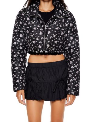 Floral Print Puffer Jacket
