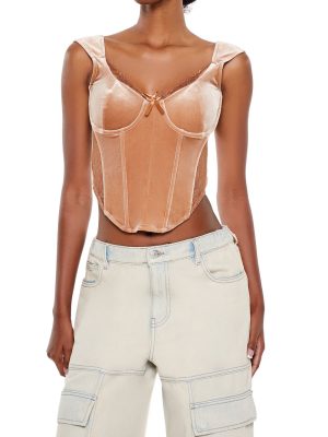 Velvet Bow Bustier Crop Top