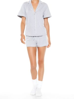 Piped-Trim Shirt & Shorts Pajama Set