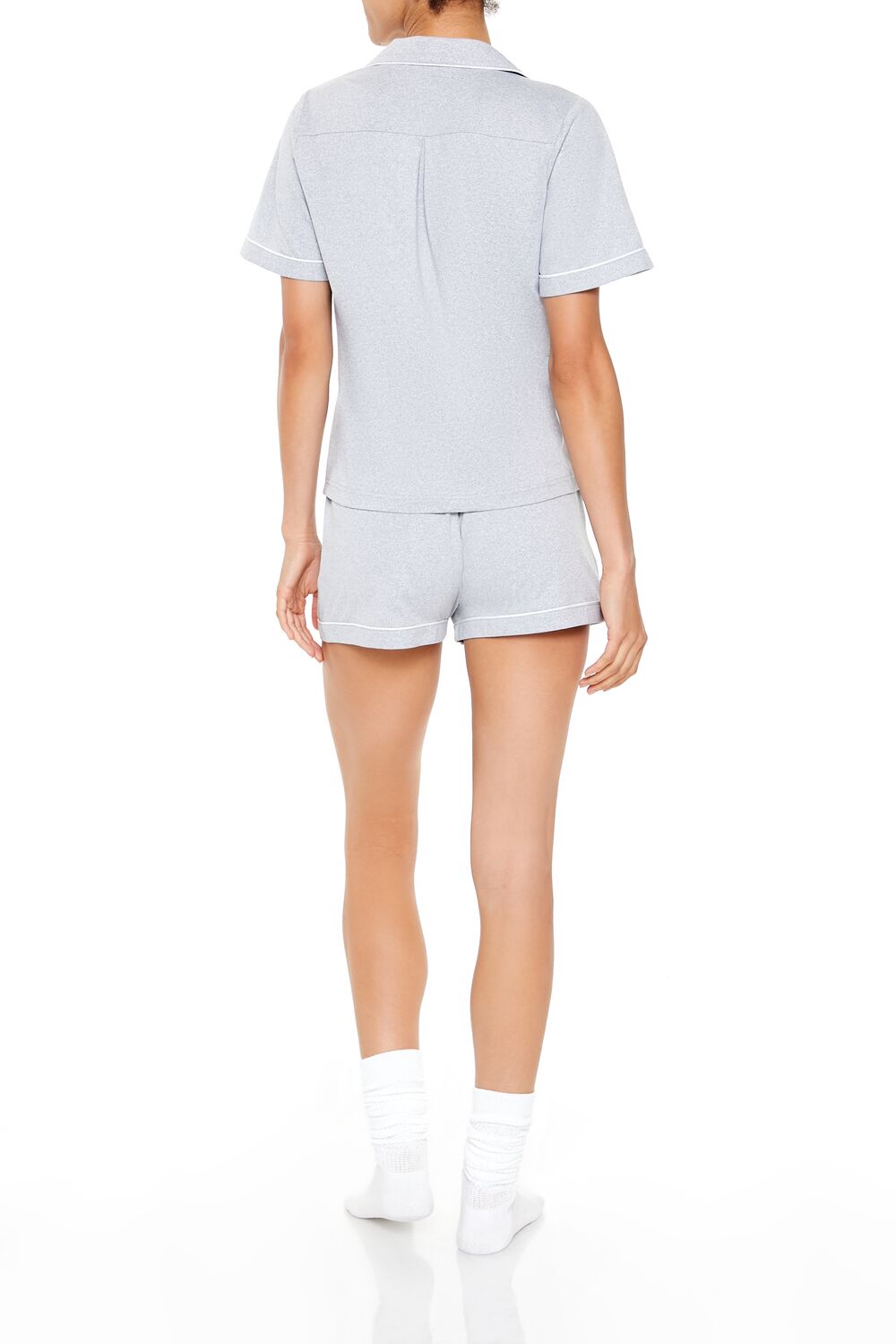 Piped-Trim Shirt & Shorts Pajama Set - Image 4