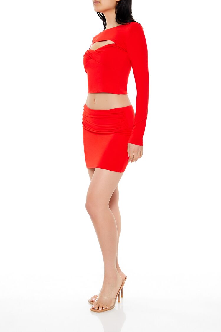 Cutout Crop Top & Mini Skirt Set - Image 3