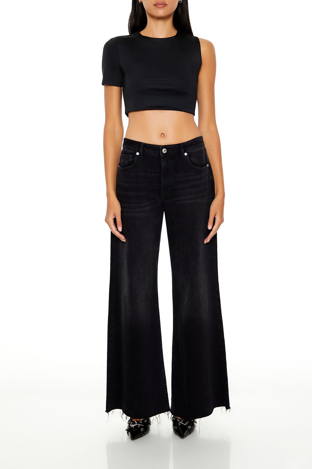 Contour Sculpt Asymmetrical Cropped Tee - Image 2