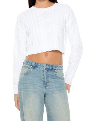 Cropped Cable Knit Sweater