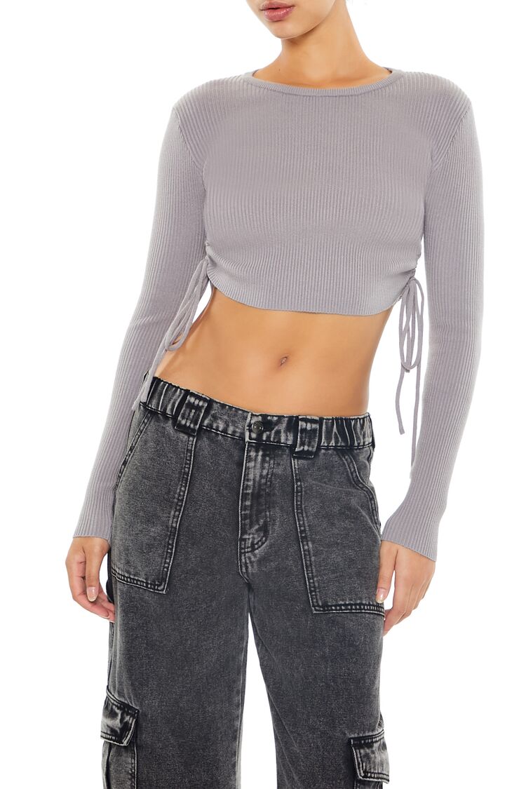Ruched Cropped Sweater - Image 2