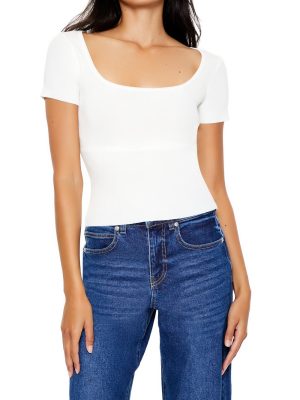 Ribbed Sweater-Knit Tee