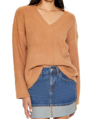 Geo V-Neck Drop-Sleeve Sweater
