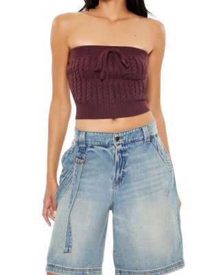 Cable Knit Cropped Tube Top