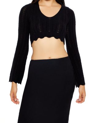 Lace-Up Cropped Sweater