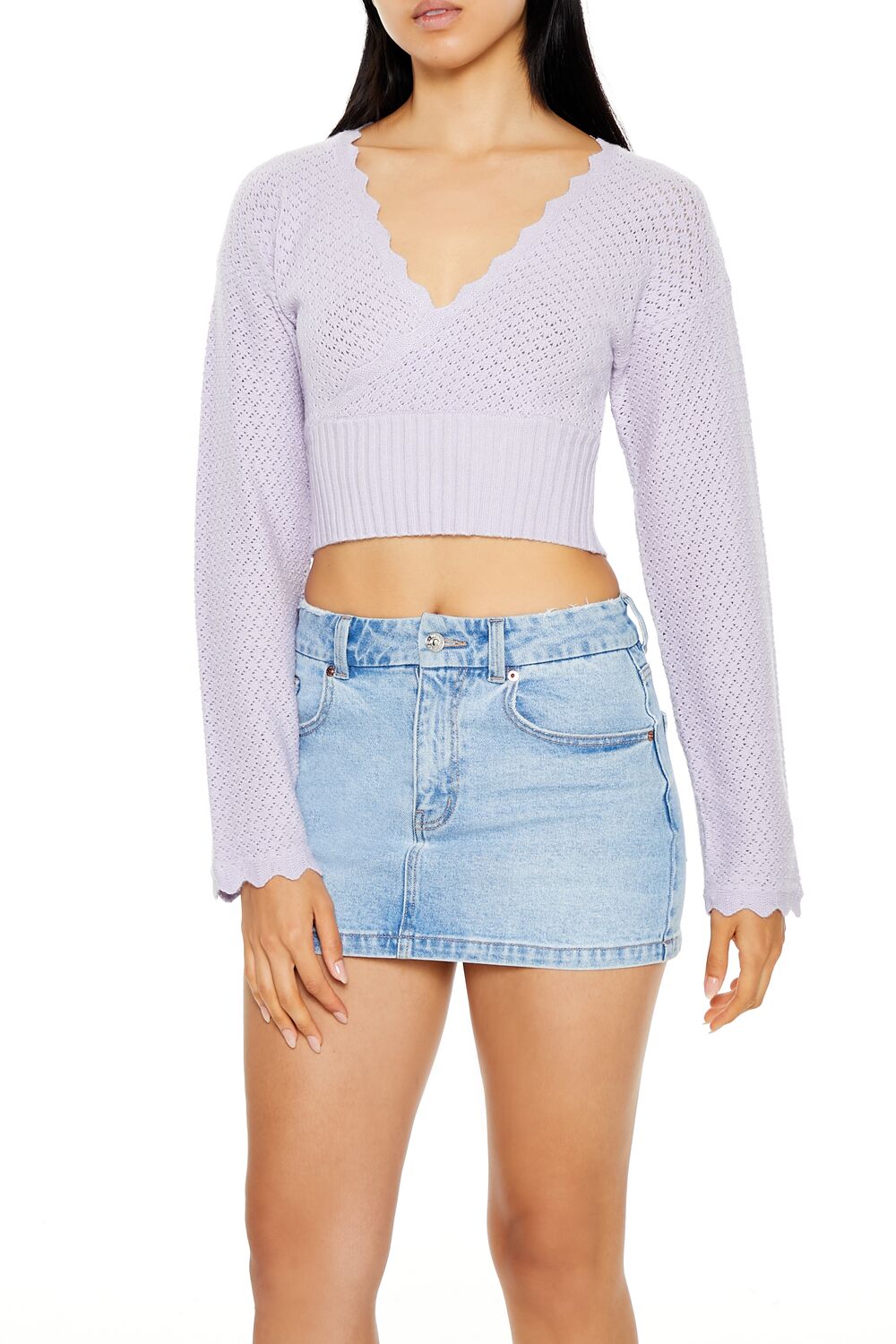 Textured Surplice Cropped Sweater - Image 6