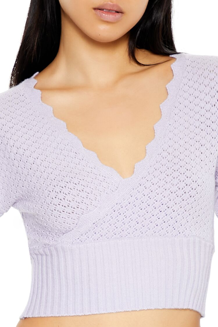 Textured Surplice Cropped Sweater - Image 8