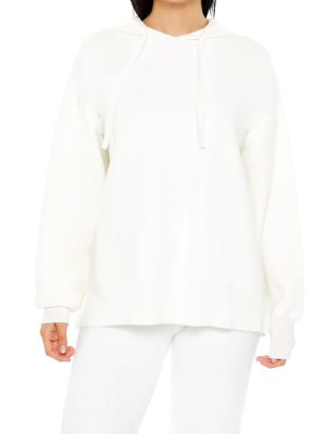 Sweater-Knit Drop-Sleeve Hoodie