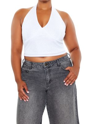 Plus Size Rhinestone Halter Top