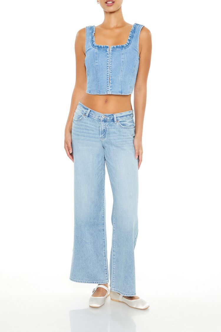 Denim Bustier Crop Top - Image 2