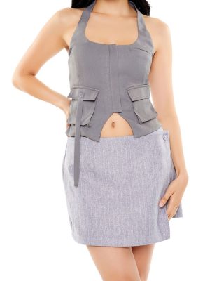 Split-Hem Halter Top