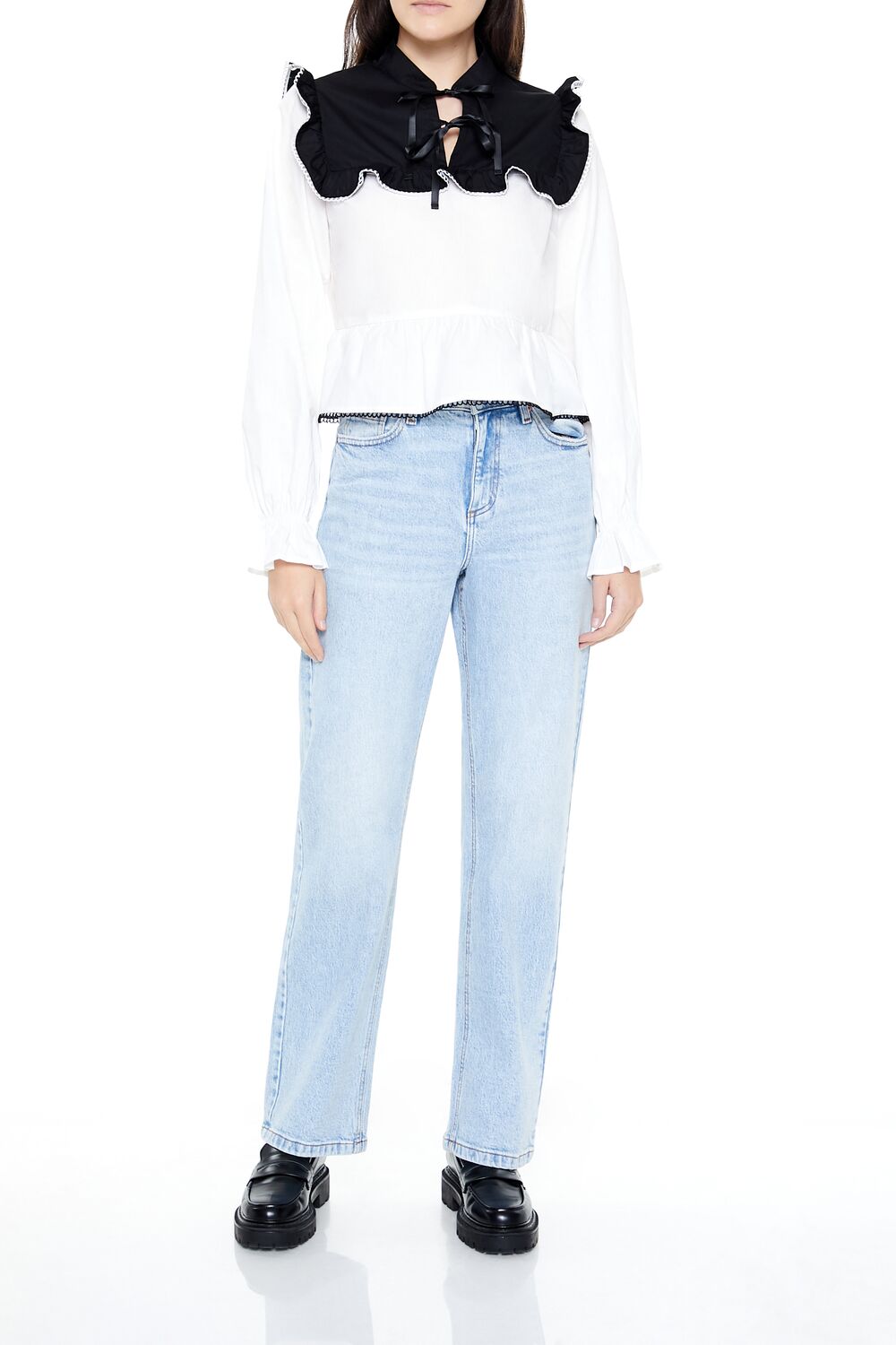 Colorblock Ruffle Peplum Top - Image 2