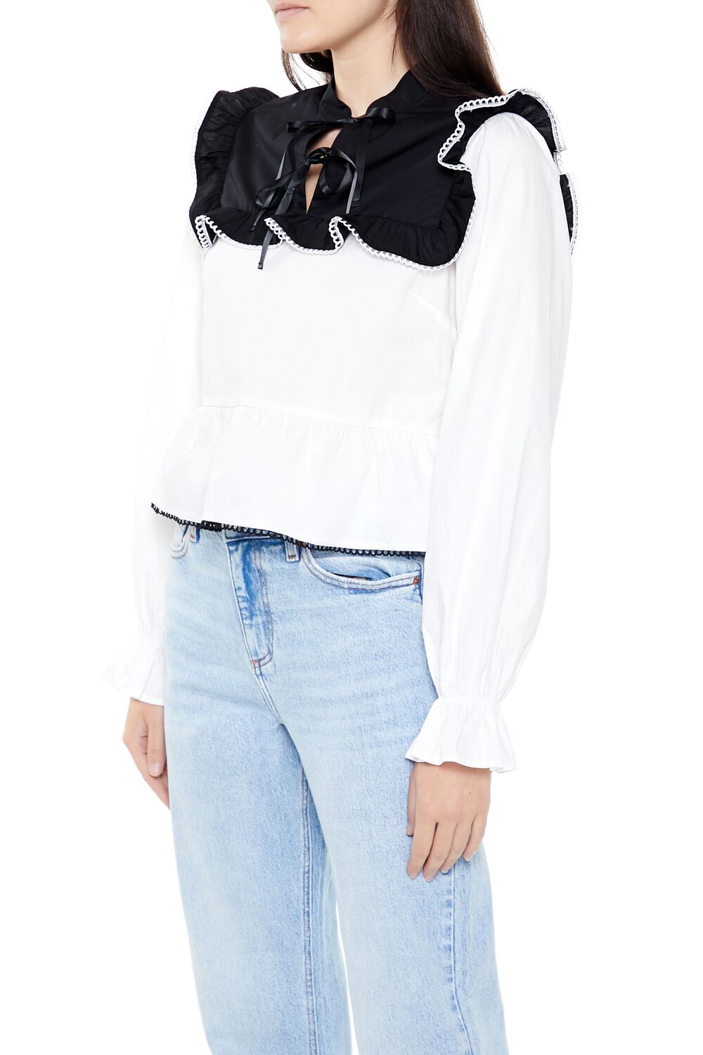 Colorblock Ruffle Peplum Top - Image 4