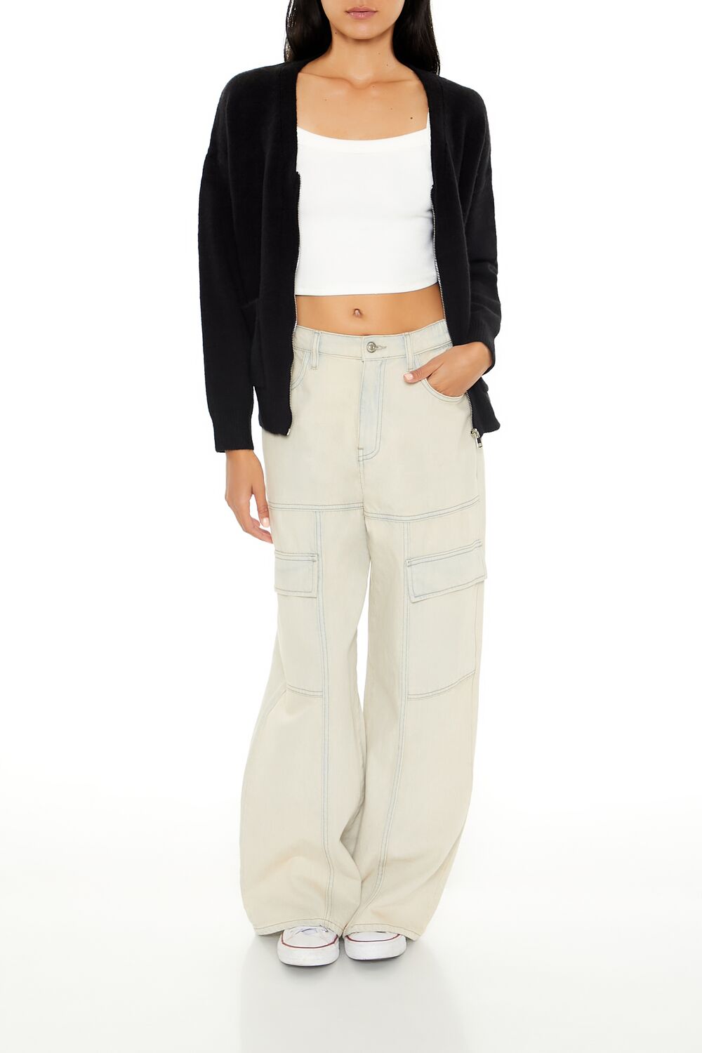 Drop-Sleeve Zip-Up Sweater - Image 2