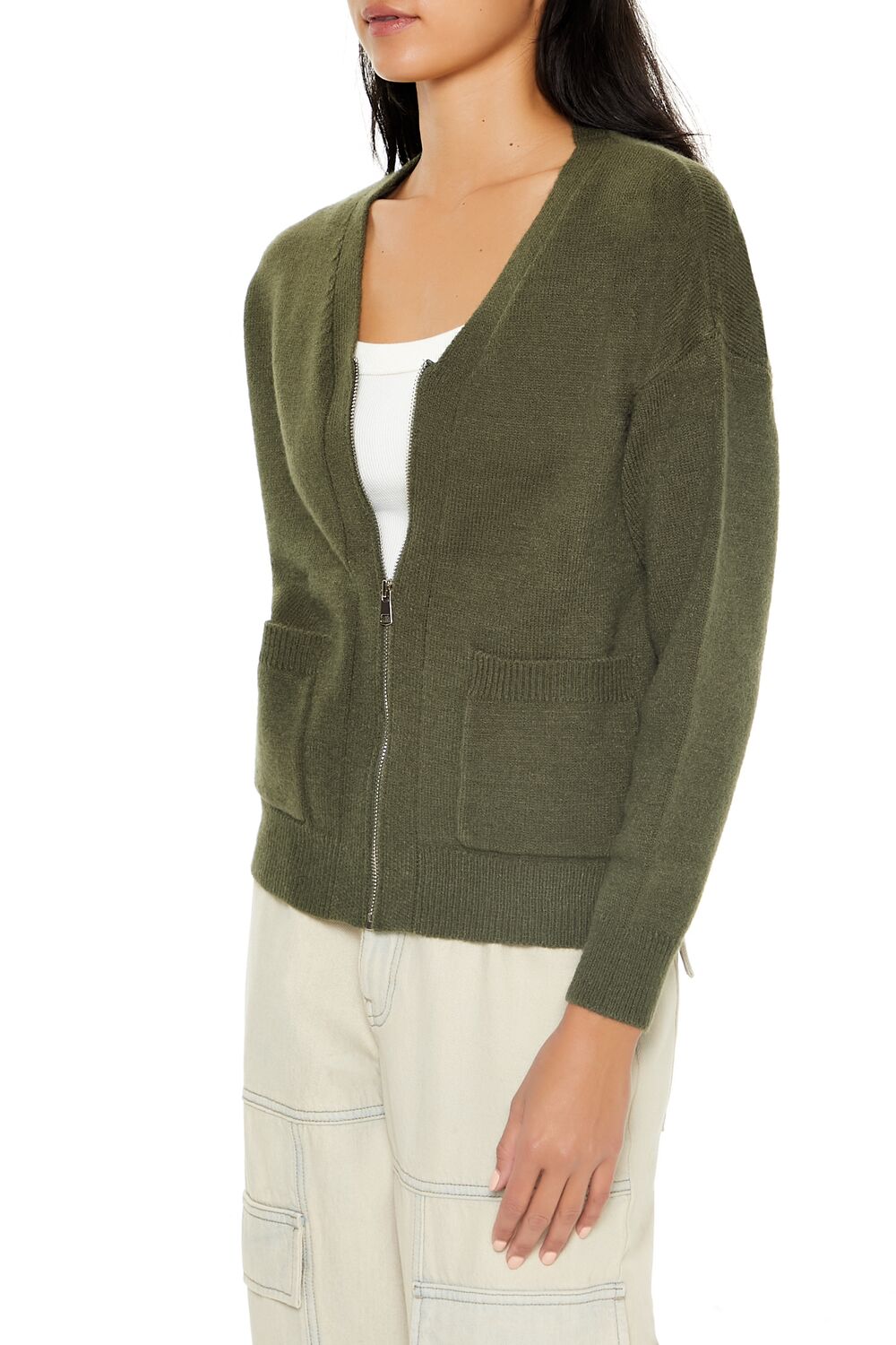 Drop-Sleeve Zip-Up Sweater - Image 9