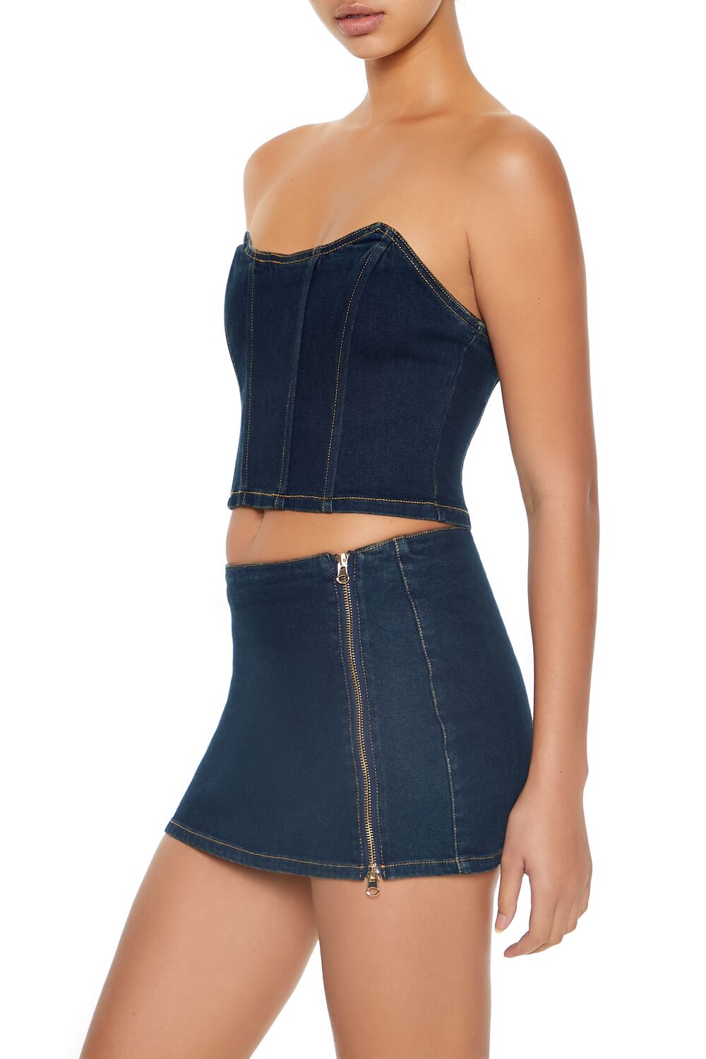 Denim Cropped Tube Top - Image 4