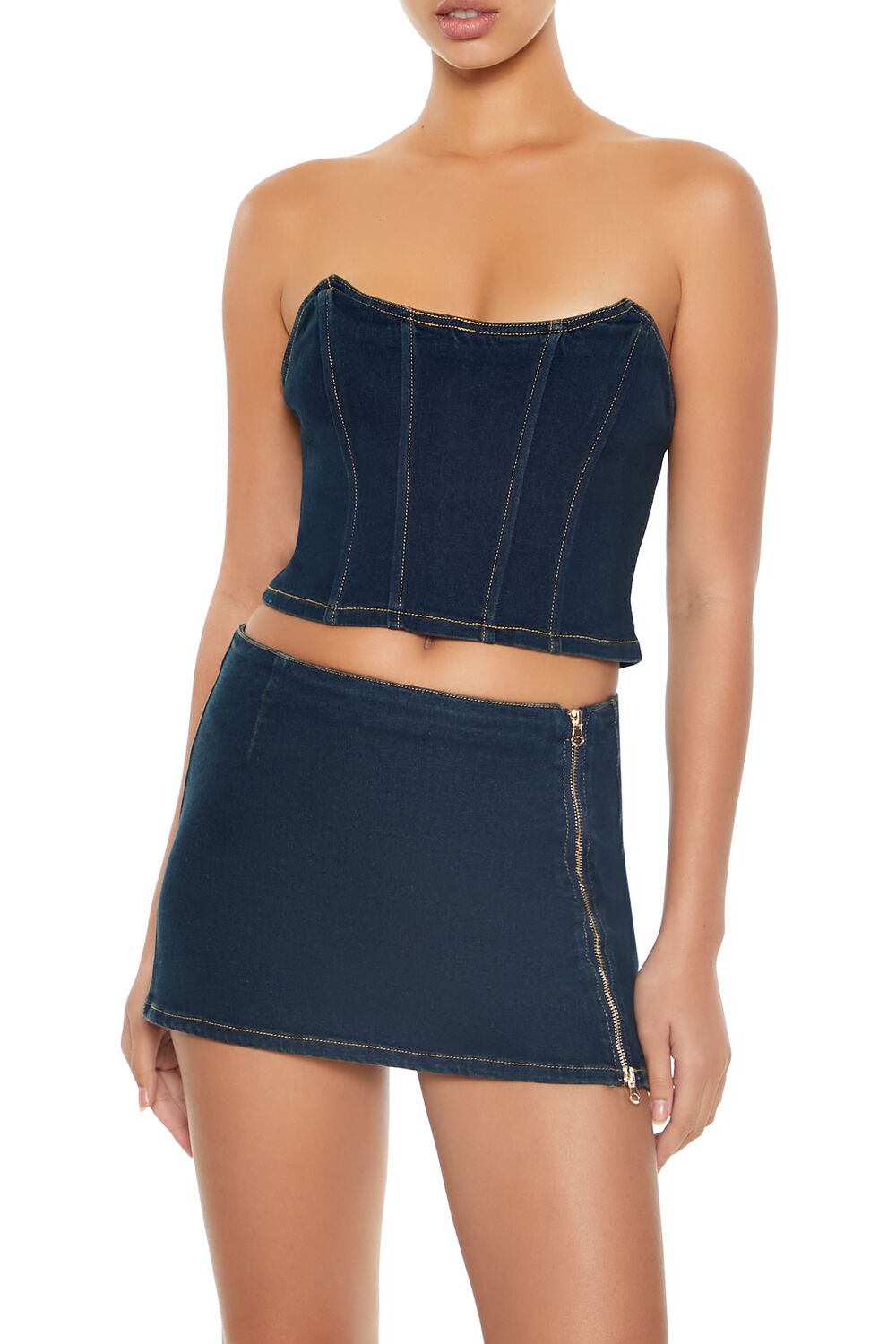 Denim Cropped Tube Top - Image 6