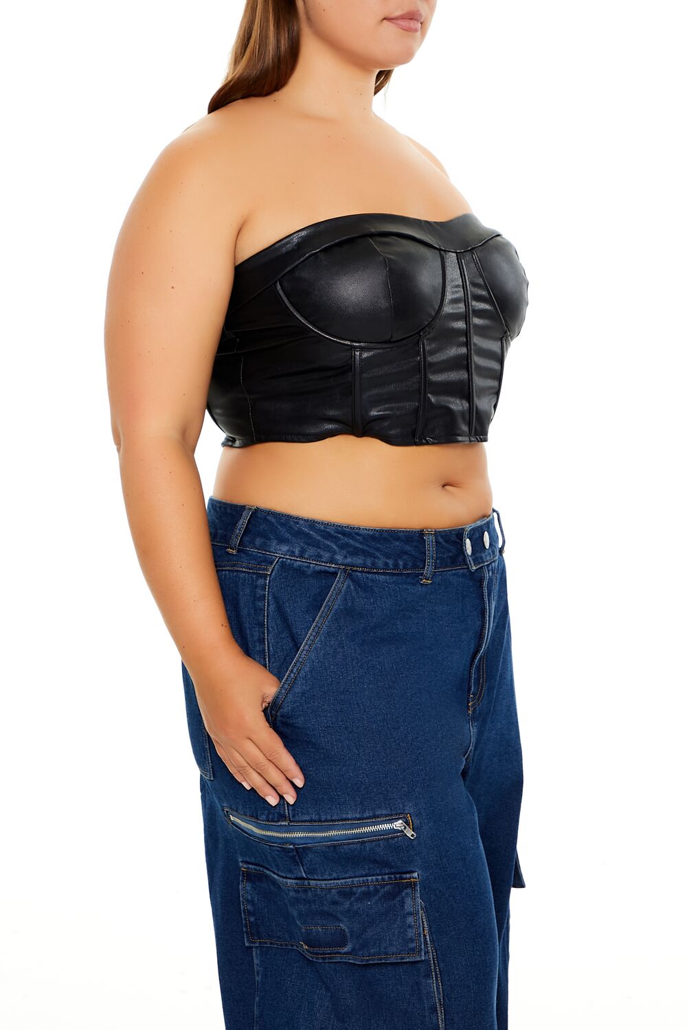 Plus Size Faux Leather Tube Top - Image 4