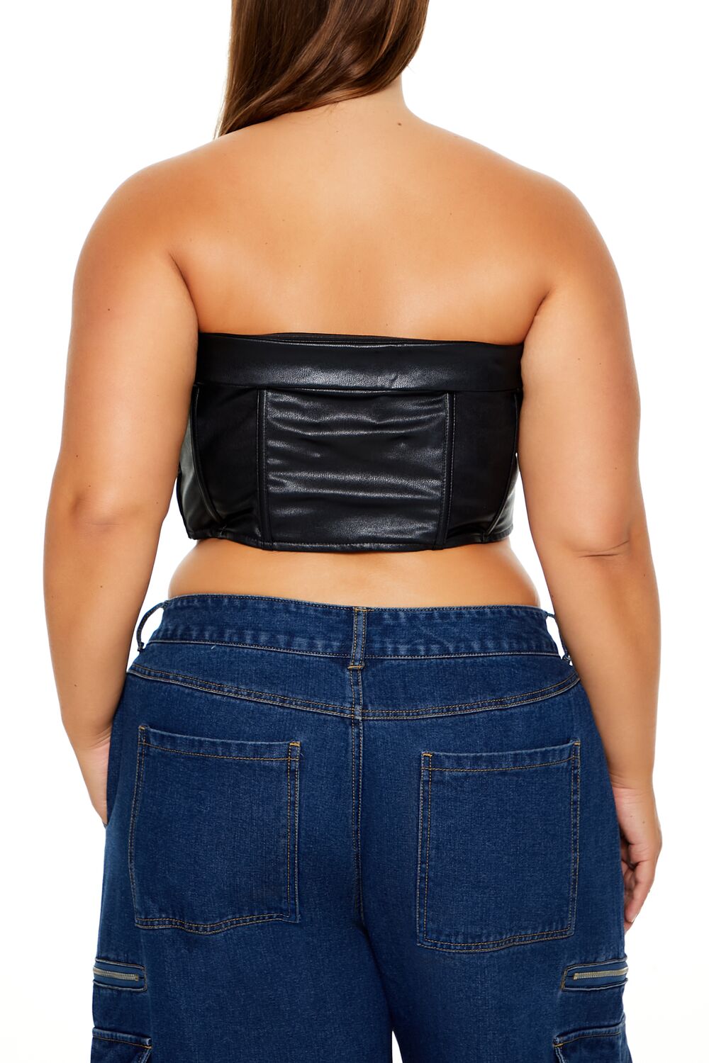 Plus Size Faux Leather Tube Top - Image 5