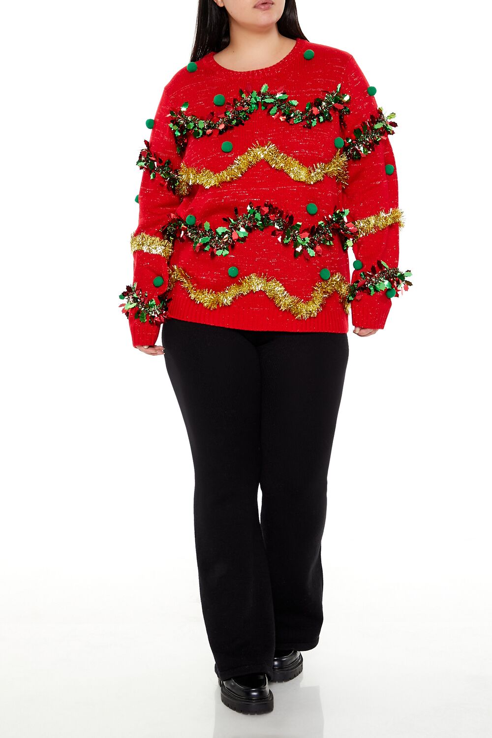 Plus Size Garland Pom Pom Sweater - Image 2