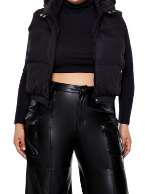 Plus Size Hooded Puffer Vest