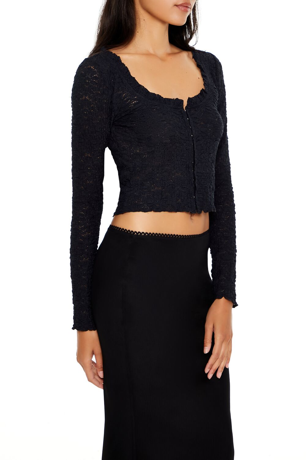 Floral Ruffle-Trim Crop Top - Image 4