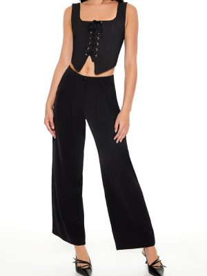 High-Rise Wide-Leg Trouser Pants