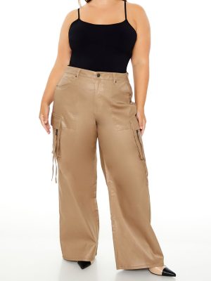 Plus Size Metallic Cargo Pants