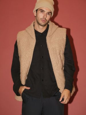Hooded Faux Shearling Vest