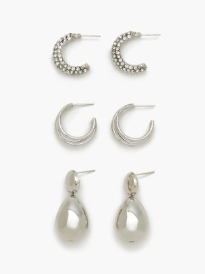Hoop & Teardrop Drop Earring Set