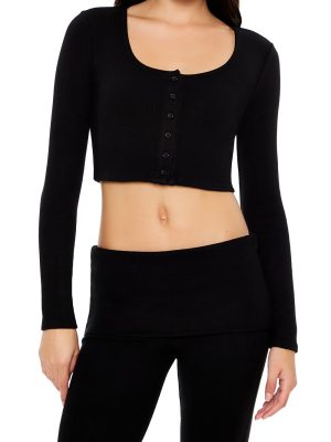 Button-Front Crop Top