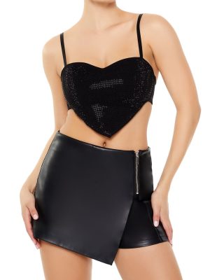 Heart Rhinestone Cropped Cami