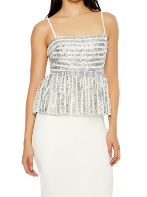 Sequin Striped Peplum Cami