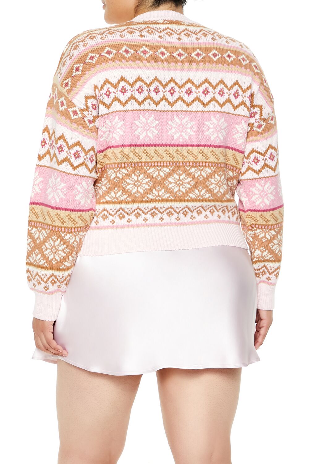 Plus Size Fair Isle Snowflake Cropped Sweater - Image 5