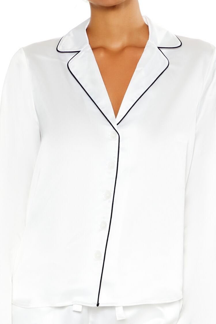 Piped-Trim Shirt & Shorts Pajama Set - Image 5