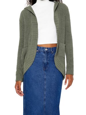 Hooded Open-Front Cardigan Sweater
