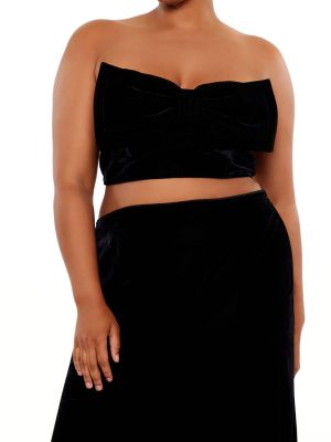 Plus Size Velvet Bow Tube Top