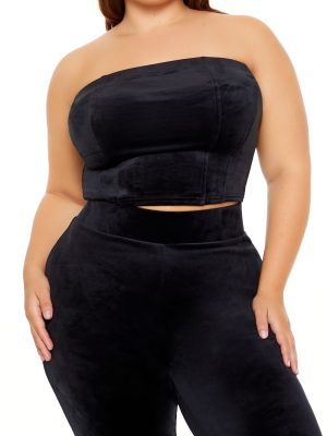 Plus Size Velour Cropped Tube Top