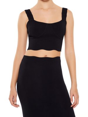 Sweater-Knit Bustier Crop Top