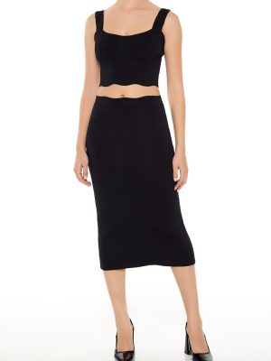 Sweater-Knit Midi Skirt