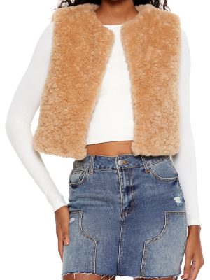 Faux Shearling Cropped Vest