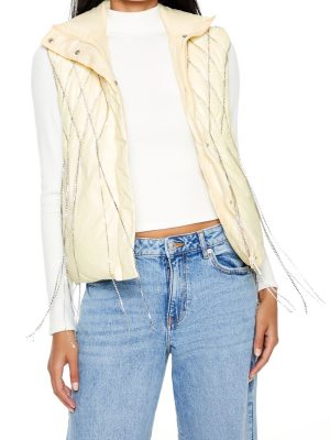 Quilted Rhinestone Fringe Vest